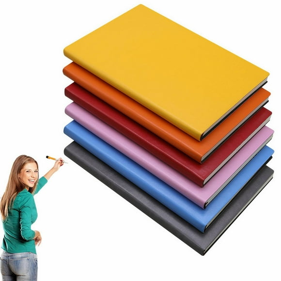 Goohae Faux Leather Notebook, Leather Journal, 6-Pack A5 Lined Notebook Set, Portable Journals for Note Taking & Task Organization, Thick Paper Covers, Yellow