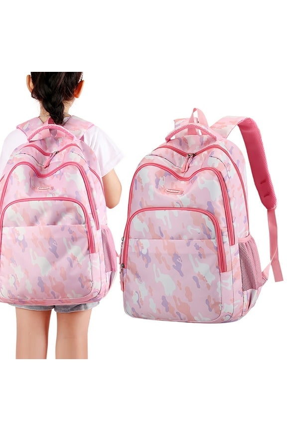 Large Capacity Backpack, Teen Backpack, Large Capacity Backpack, Lightweight Nylon, Multiple Pockets, for Daily Use, Pink