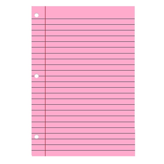Goohae Lined Paper, 200-Sheet College Ruled Filler Paper, 3-Hole Punched Lined Paper for Binders, Aesthetic Colored Loose Leaf, Pink 3-Hole Refill Paper