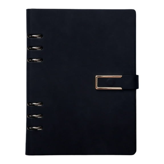 Goohae Spiral Notebook, Loose-Leaf Notebook A5 Refillable Notebook, 6-Ring Binder with Pu Leather Cover, for office, Office & Journaling, Navy Blue C