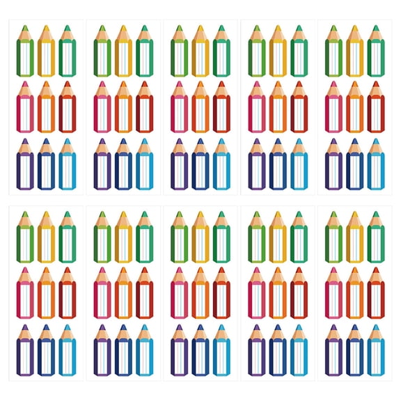 Pencil Name Labels & Red Name Stickers, Personalized Pencil Name Stickers, 9 Colors, Self-Adhesive Blank Labels for Stationery, 10 Sheets, by Goohae