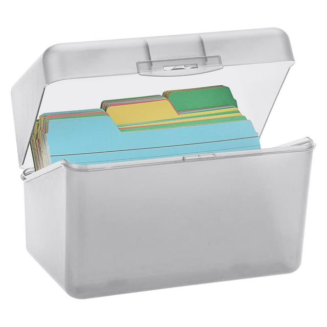 Goohae Storage Box Plastic Storage Bin Index Card Holder Box, 6-Color Organizer for Flashcards Recipes Notes,Under $5,White