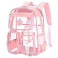 thumbnail image 1 of Goohae Transparent Backpack, Pink See Through Backpack, Clear Pvc Backpack, Transparent Bookbag Stadium Approved, See-Through Design for Security Check, 1 of 8
