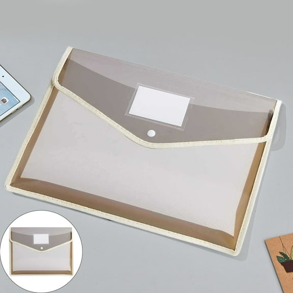 Goohae Waterproof Folderslegal-Size Document Holder, Transparent Pvc Folder with Snap Button, Holds 200 Sheets, Organizer for Office/Home, Under $5, Plastic Folders, Beige