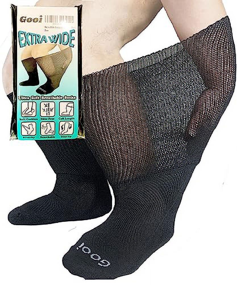 Gooi Extra Wide Socks for Swollen Feet Soft Stretch up to 30" Seniors