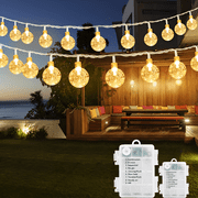 GooingTop 2-Pack Fairy Outdoor Lights Battery Operated ,Total 60FT 120LED Patio Lights Lights with 8Modes for Patio Garden Tree Outdoor Indoor Decoration(Warm White)