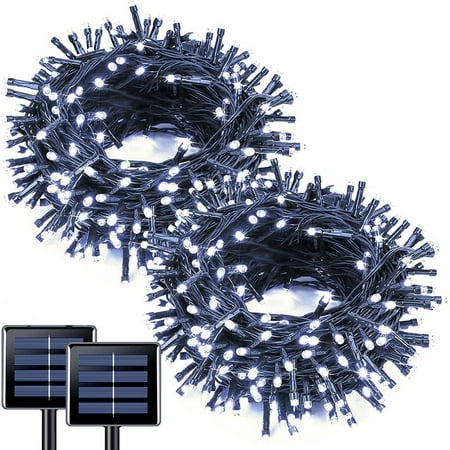 GooingTop 2 Pack Solar Outdoor String Lights,Total 104.6FT 320LED Solar String Lights Outdoor Waterproof,8 Modes Solar Tree String Lights for Outside Xmas Patio Backyard (Cool White)