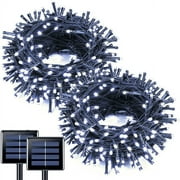 GooingTop 2 Pack Solar Outdoor String Lights,Total 104.6FT 320LED Solar String Lights Outdoor Waterproof,8 Modes Solar Tree String Lights for Outside Xmas Patio Backyard Cool White