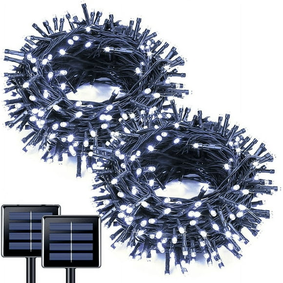 GooingTop 2 Pack Solar Outdoor String Lights,Total 104.6FT 320LED Solar String Lights Outdoor Waterproof,8 Modes Solar Tree String Lights for Outside Xmas Patio Backyard (Cool White)