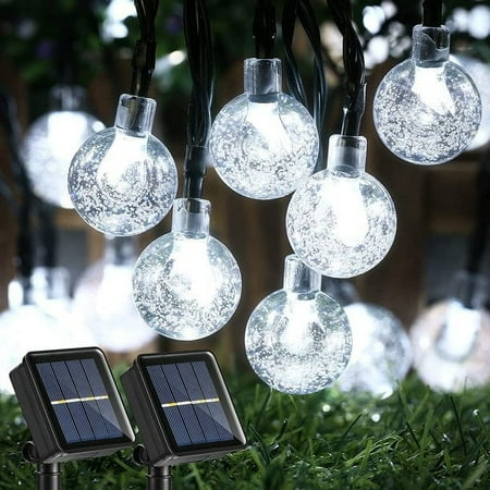 GooingTop 2 Pack Solar Outdoor String Lights Waterproof,58FT 120LED Patio Lights Solar Powered for Gazebo Yard Garden Tree Decor(White)