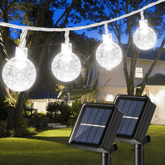GooingTop 2 Pack Solar String Lights Outdoor 200 LED 75ft Solar Patio Lights with 8 Lighting Modes, Waterproof Outdoor Lights for Garden Yard Porch Wedding Party Patio Decor(White)