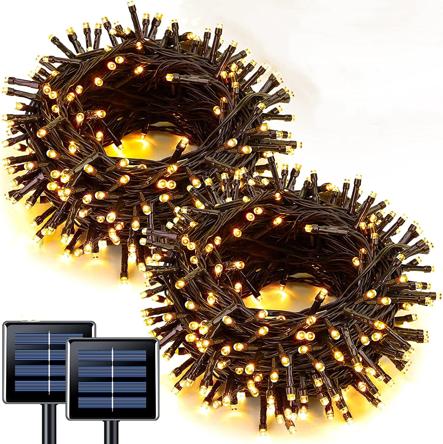 GooingTop 2 Pack Solar String Lights Outdoor Waterproof,104.6ft 320 LED Solar Fairy Lights Outside with 8 Modes for Patio Garden Tent Yard Party Tree Christmas Outdoor Decor(Warm White)