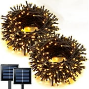 GooingTop 2 Pack Solar String Lights Outdoor Waterproof,104.6ft 320 LED Solar Fairy Lights Outside with 8 Modes for Patio Garden Tent Yard Party Tree Christmas Outdoor Decor(Warm White)