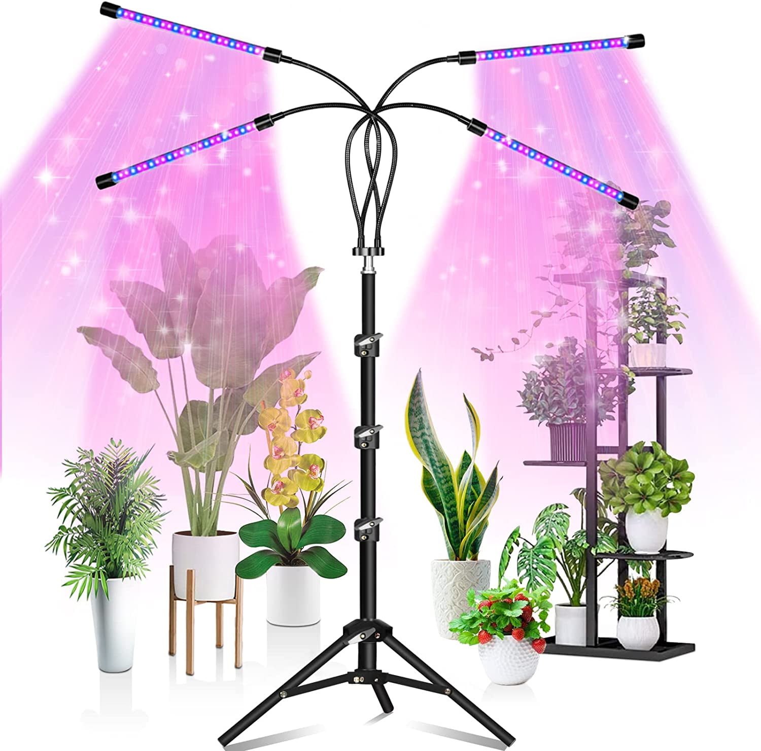 GooingTop Indoor Plant Grow Lights with Stand, Red Blue LED Spectrum ...