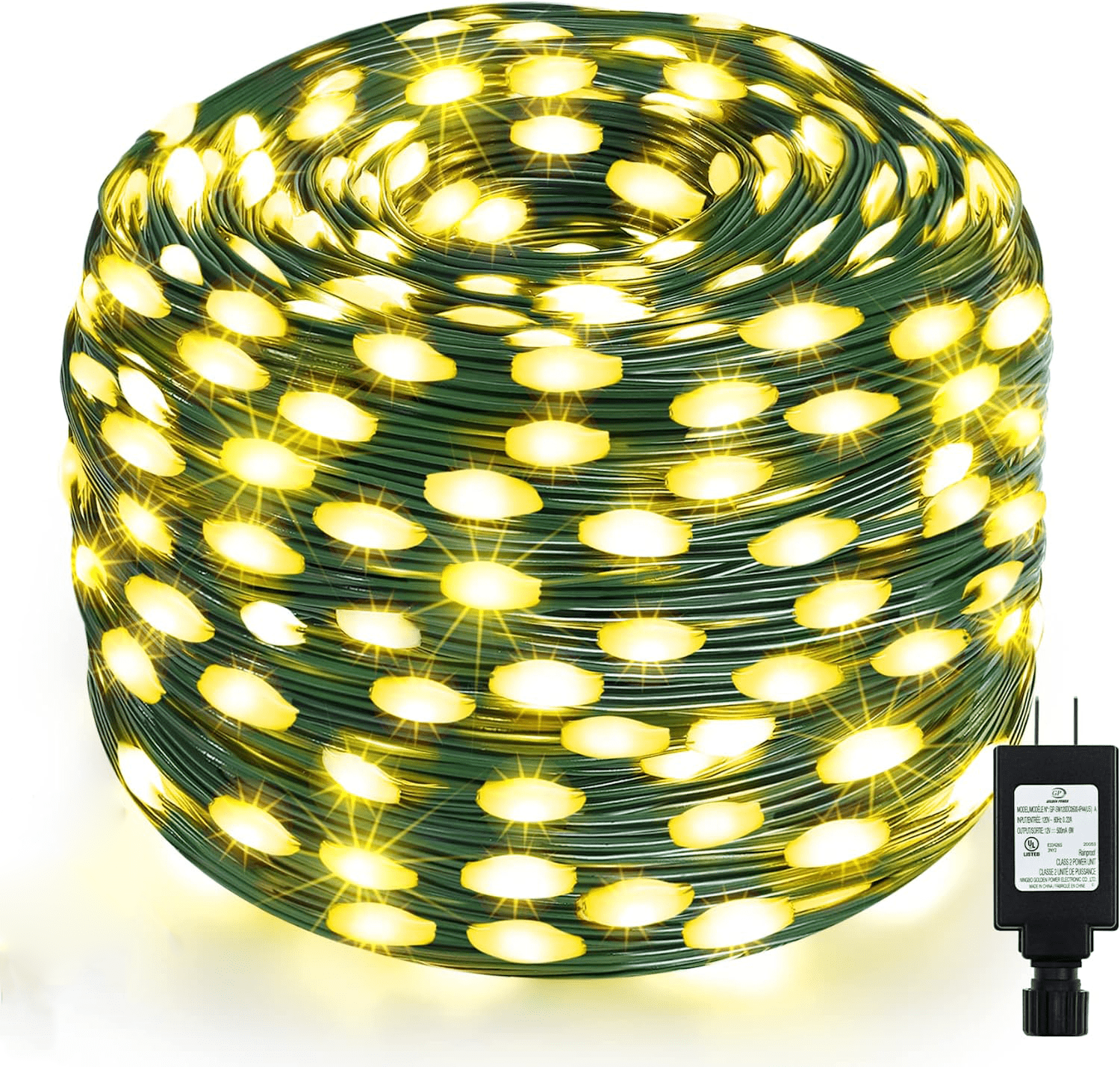 GooingTop LED Christmas Lights Outdoor,Total 108ft 200 LED Christmas Lights Plug in with 8 Modes,UL-Listed Warm White Christmas Twinkle Lights for Room Patio Wedding Christmas Outdoor Decor
