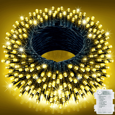 GooingTop Led Christmas Lights Outdoor Battery Operated,42.6ft 130LED Fairy Lights Waterproof with 8Modes,Twinkle Lights for Party Patio Christmas Decorations Outdoor(Warm White)