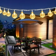 GooingTop Solar String Lights,30 FT 60LED Crystal Globe Outside Waterproof Solar Fairy Twinkle Lights for Garden Yard Pathway Patio Tree Landscape Decor,Yellow