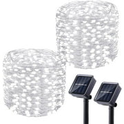 GooingTop Solar String Lights Oudoor Waterproof, 2 Pack Each 39.4 Ft 100 LED Christmas Fairy Lights with 8 Lighting Modes for Garden Patio Home Yard Tree Party(Cool White)