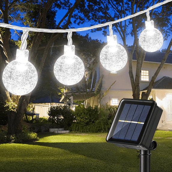 GooingTop Solar String Lights Outdoor Waterproof,100 LED 37.5 FT Solar Powered Outdoor Lights with 8 Lighting Modes, Solar Patio Lights for Garden Yard Porch Wedding Party Patio Decor(White)