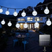 GooingTop White Solar String Lights Outdoor Waterproof,26FT 50 LED Crystal Bubble Patio Lights Backyard Lights for Outdoor Tree Pathway Patio Wedding Home Decor