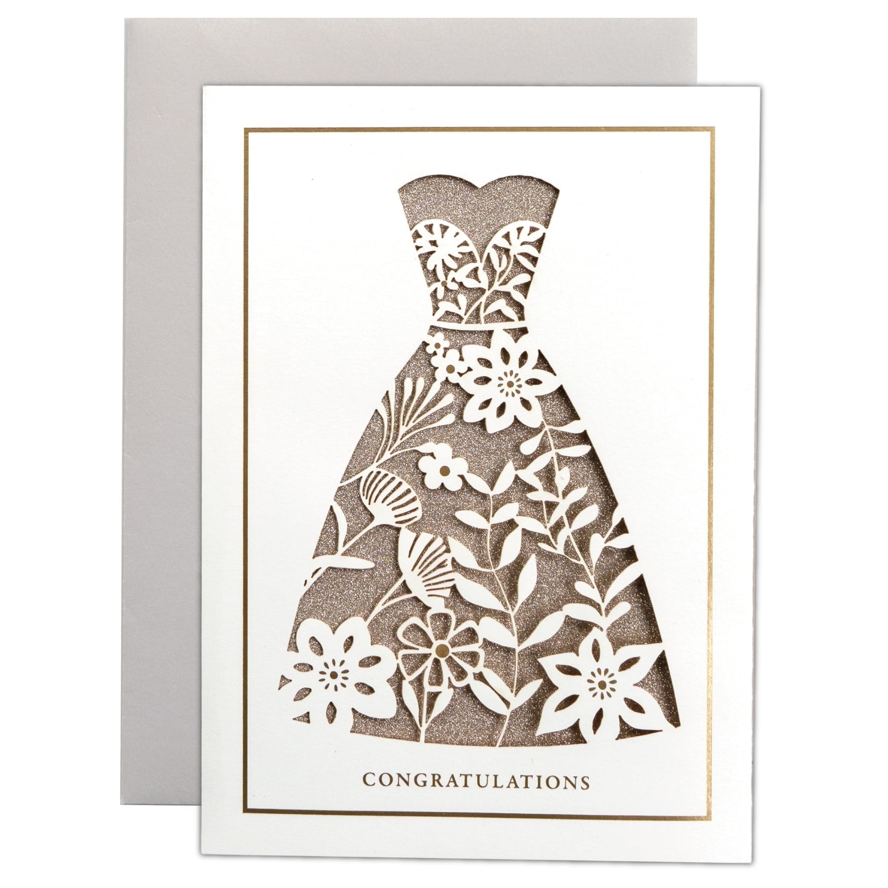 Gooji 5x7 Wedding Congratulation Card Laser-Cut Wedding Gown