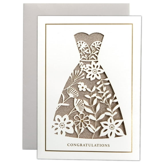 Gooji 5x7 Wedding Congratulation Card Laser-Cut Wedding Gown