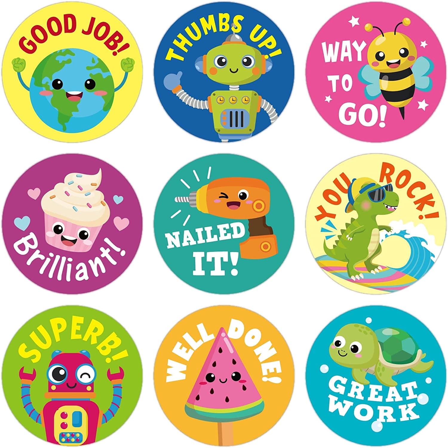 Gooji Small Reward Stickers for Kids, 1008 Pc. Sticker Pack for Teachers, Classroom, Motivational Class Supplies for Students, Toddler Good Job Incentive Behavior School Chart, 1" Round (Science)