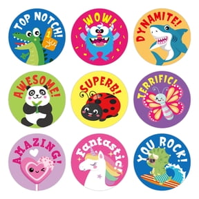 Gooji Small Reward Stickers for Kids, 1008 Pc. Sticker Pack for Teachers, Classroom, Motivational Class Supplies for Students, Toddler Good Job Incentive Behavior School Chart, 1" Round (Animal)