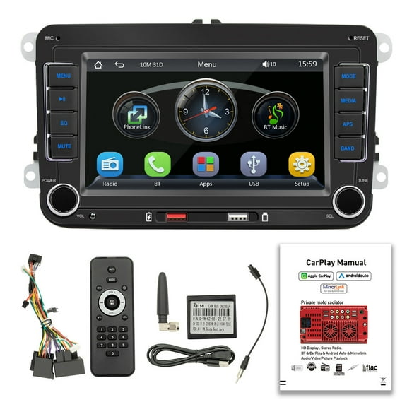 GoolRC 7 Inch Car Stereo MP5 Player Touchcreen BT AMFM Receiver with Android Auto Support Hands-Free Calling USB /Playback Phone Link Reversing Assist Steering Wheel Control