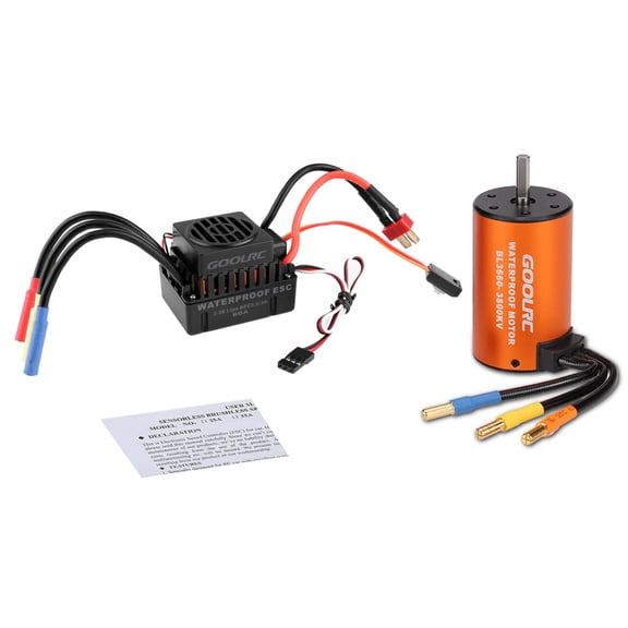 GoolRC Upgrade Waterproof 3660 3800KV Brushless Motor with 60A ESC Combo Set for 110 RC Car Truck