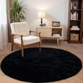 thumbnail image 1 of Goolela Black Round Rug 5ft Circle Rug Fuzzy Faux Fur Rabbit Area Rug for Living Room Bedroom Rug Fluffy Furry Washable Rug for Teen Room, 1 of 8