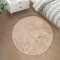 thumbnail image 1 of Goolela Circle Rug 3ft Round Rug Light Brown Shag Fuzzy Faux Rabbit Fur Rug Small Fluffy Area Rug for Living Room Bedroom Throw Rug, 1 of 8