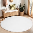 thumbnail image 1 of Goolela Circle Rug 5ft Round Rug White Fuzzy Faux Fur Rug Fluffy Shaggy Plush Bedside Rug for Bedroom Plush Rug Furry Area Rug for Living Room Nursery, 1 of 9