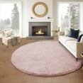 thumbnail image 1 of Goolela Fluffy Round Rug 6ft Circle Area Rug Pink Faux Rabbit Fur Rug for Living Room Bedroom Fuzzy Shaggy Plush Nursery Rug, 1 of 9