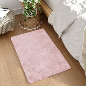 Goolela Fluffy Rug 2x3 Faux Fur Rabbit Area Rug for Living Room Fluffy Washable Rugs for Bedroom Furry Rug Pink Rectangle