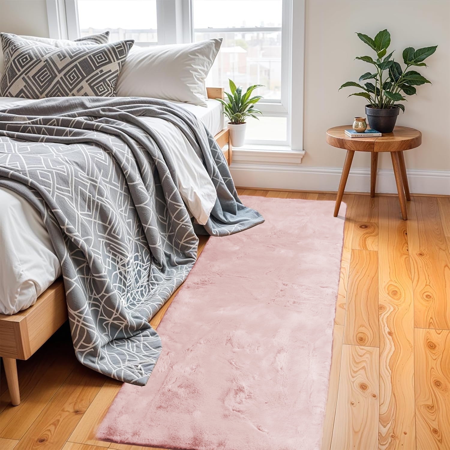 Goolela Fluffy Runner Rug 2x6 Rug Soft Faux Rabbit Fur Area Rug Pink ...