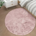 thumbnail image 1 of Goolela Fuzzy Area Rug 4ft Round Rug Pink Fluffy Faux Rabbit Fur Rug Circle Area Rug for Living Room Bedroom Teen Room Nursery, 1 of 8