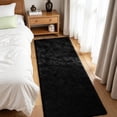 thumbnail image 1 of Goolela Fluffy 2x6 Runner Rug Fuzzy Faux Fur Rabbit Rug Black Fur Rug for Bedroom Hallway, 1 of 9