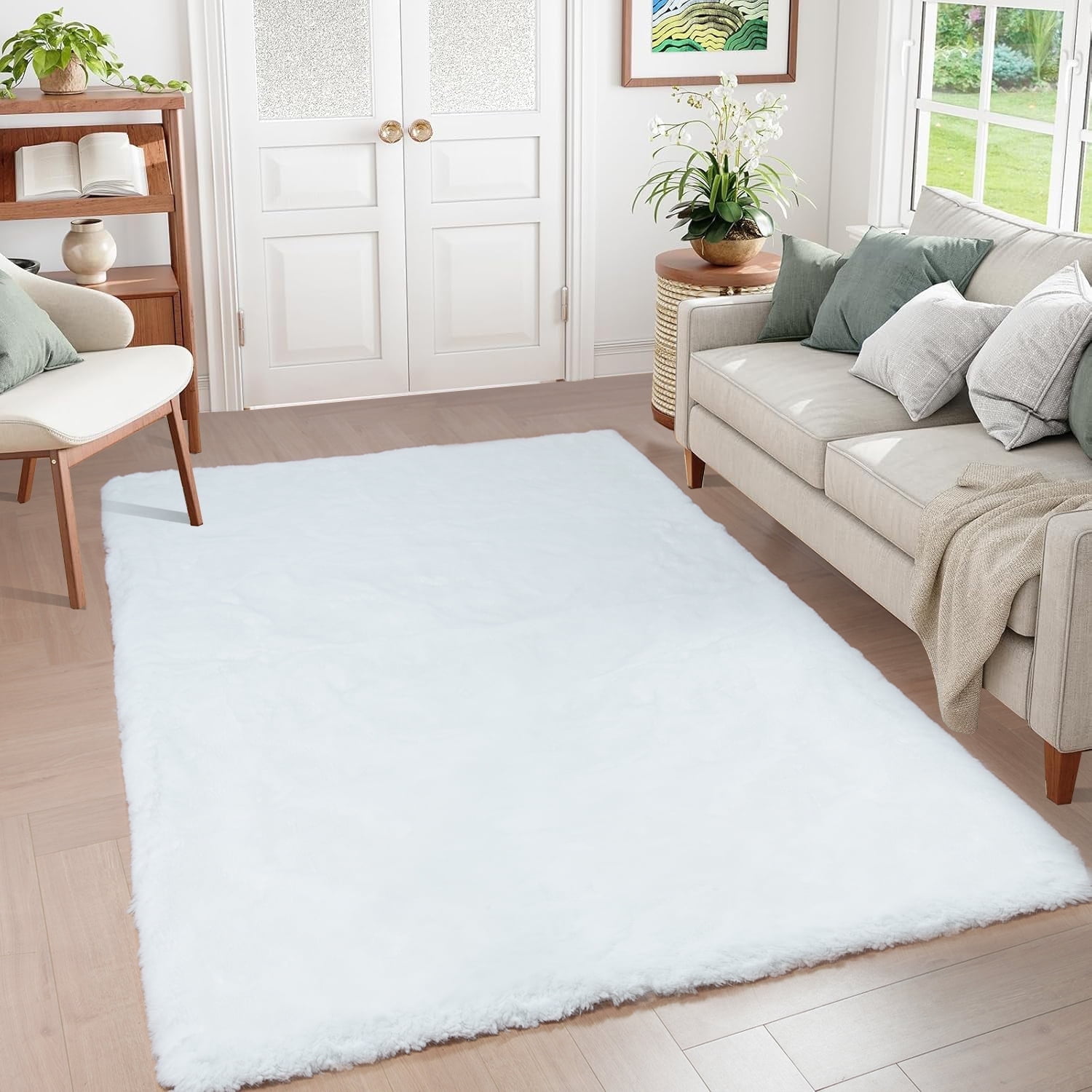 Goolela Fuzzy Rug White Rug 4x6 Shaggy Furry Rug Fluffy Faux Fur Rug ...