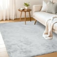 thumbnail image 1 of Goolela Gray Fur Rug Furry Faux Rabbit Fur Rug Fluffy Rug 4x6 Area Rug Washable Fuzzy Rug for Living Room Bedroom, 1 of 9