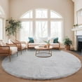 thumbnail image 1 of Goolela Large Circle Rug 8ft Round Rug Furry Faux Rabbit Fur Rug for Living Room Fluffy Shag Rug for Bedroom Gray Fuzzy Rug, 1 of 9