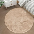 thumbnail image 1 of Goolela Light Brown Area Rug Fuzzy Circle Rug 4ft Fluffy Faux Rabbit Fur Rug Washable Rug Round Furry Rug for Living Room Bedroom Teen Room, 1 of 8