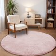 thumbnail image 1 of Goolela Pink Rug Round Fur Rug 5ft Circle Rug Fluffy Faux Rabbit Fur Rug Shag Washable Rug Plush Soft Rug for Living Room Bedroom Dorm Nursery Rug, 1 of 8