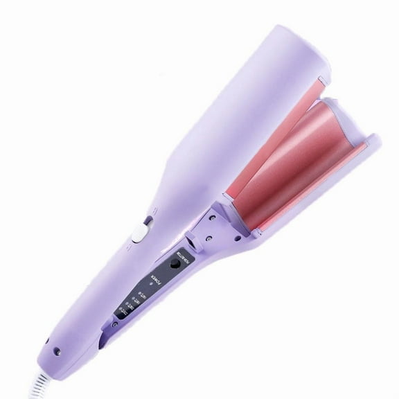 Goolioo Curling Iron Hair Crimper, 1.25 Inch Ionic Hair Curler, Beach Waves Curling Wand, Pink