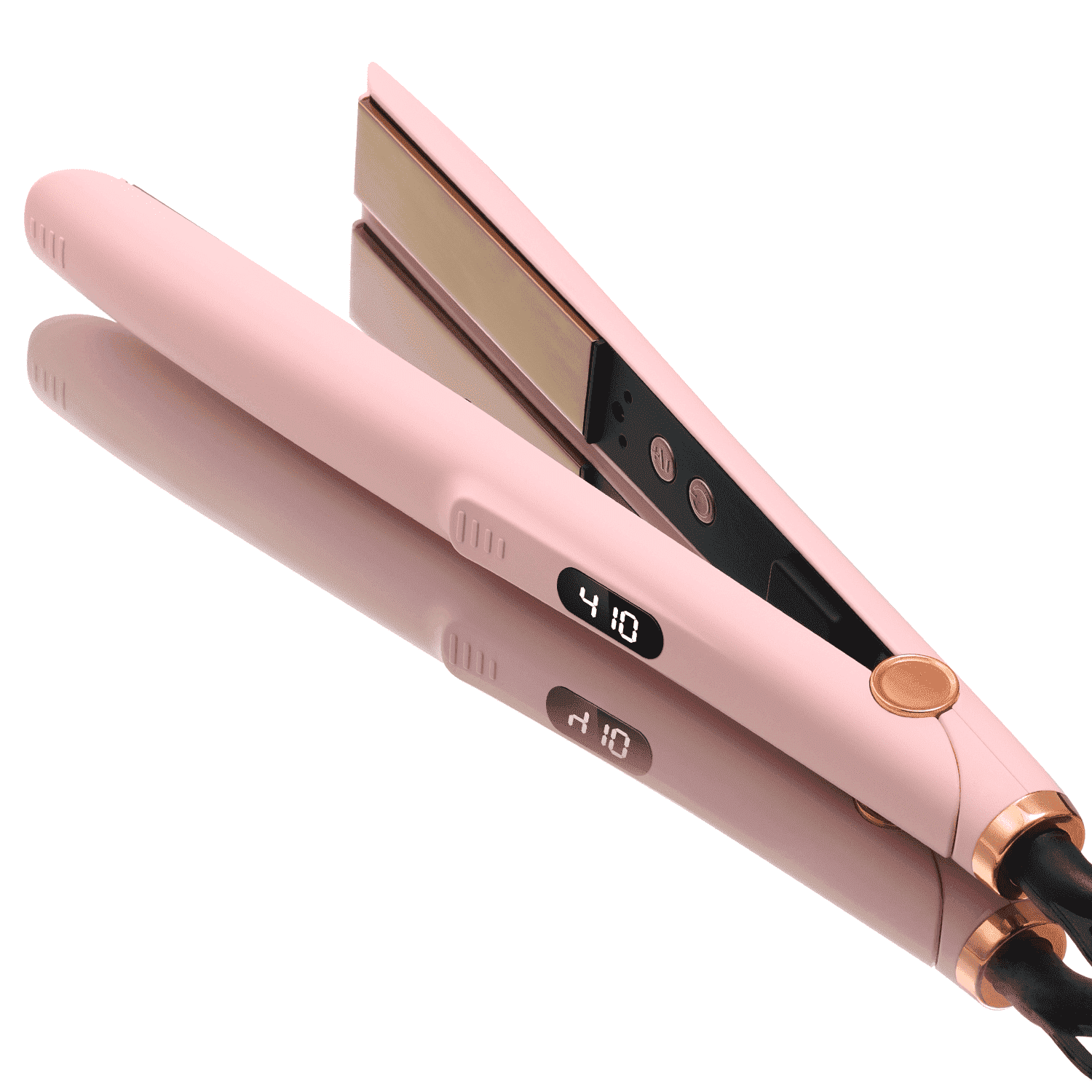 Goolioo Hair Straightener, 1 Inch Ionic Flat Iron Hair Straightener and Curler 2 in 1, Pink