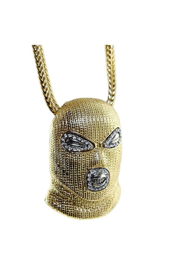 Goon Masked Man Hip Hop Chain Gold Finish Thug Pendant 36" Franco Necklace