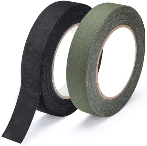 Goon Tape, 2 Roll 1 in x 21.8 yd Green/Black/Tan Strong Adhesive Camouflage Stealth Silencing Strips Camo Duct Wrap Tape Grip Stretch Bandage for Outdoor Sports Hunting Camping Protective