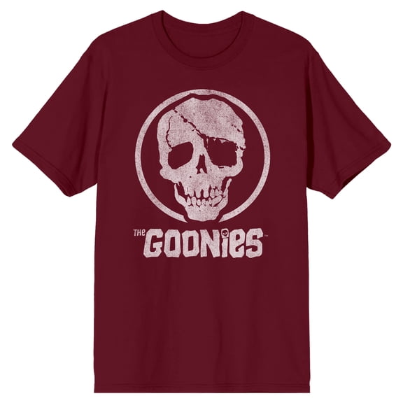 Goonies One Eyed Willy Skull Men's Maroon T-shirt-Medium