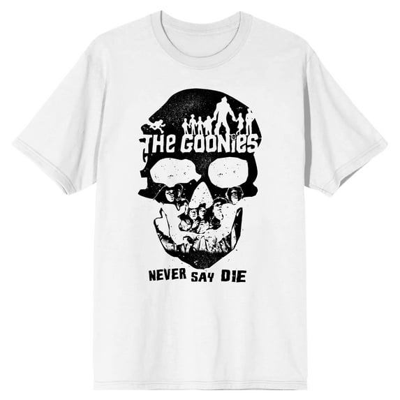 Goonies Skull Never Say Die Men's White T-shirt - 5XL