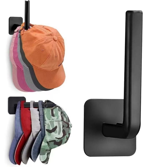 Gooowood 4Pcs Non Punching L Shaped Long Hook Strong Load Bearing Hook Entrance Bathroom Kitchen Storage Coat Hook Black Hooks Tools Series